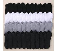 Shein 5/10/15/20/30/40 pares de calcetines náuticos de unicolor y alta elasticidad, negro, blanco, gris, gris oscuro, adecuados para niños y niñas, moda cas