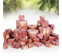 Shein 5/10/15/20 piezas Bloques de madera de cedro con forma de corazón, anillos de madera de cedro, diseño de corona, ambientador de armario, protector de