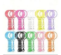Shein 5/10/20/30 piezas Juego de llaveros de colores, anillos divididos redondos de metal con mosquetón, accesorios DIY para colgantes
