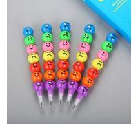 Shein 5/10/20/40 piezas/Papelería creativa lápices de cera de 7 colores con dibujos animados y expresiones sonrientes, lápices sin necesidad de afilar para