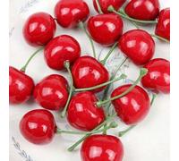 Shein 5/10/20 Piezas de cerezas simuladas, hechas de plástico. Estas frutas artificiales de cereza son exhibiciones de frutas falsas para decoraciones de me