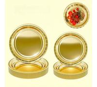 Shein 5/10/25/50/100 piezas Vajilla de papel dorado, platos para ensalada, platos de postre, platos desechables para fiestas, tamaños disponibles de 7 pulga