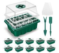 Shein 5/10 Kit de iniciador de plántulas, incluye bandeja de semillas con cúpula de humedad ajustable, para germinación de semillas y cultivo de plántulas (
