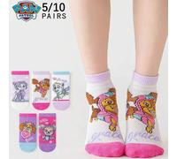 Shein 5/10 pares de calcetines de media caña cómodos y transpirables con diseños de Paw Patrol para niñas, tallas de 2 a 14 años