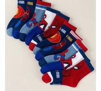 Shein 5/10 pares de calcetines de media caña con estampado de dibujos animados de Marvel Spider-Man para niños, calcetines cortos cómodos y transpirables pa
