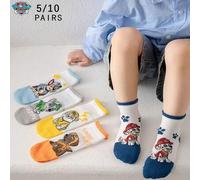 Shein 5/10 pares de calcetines finos de malla de dibujos animados Paw Patrol para niños, transpirables, con estampados de patitas de cachorro y letras, adec