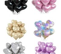 Shein 5/10 piezas Globos con forma de corazón de aluminio recubierto, globos de película de poliéster de 18 pulgadas, globos decorativos para el Día de San