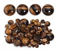 Shein 5-10 piezas/paquete Cabujones de piedra preciosa de ojo de tigre natural, opciones de varios tamaños, piedras decorativas de joyería hechas a mano vin