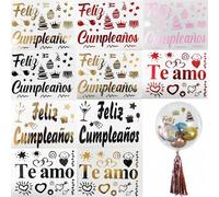 Shein 5/6/10 piezas Pegatinas de globos de feliz cumpleaños, Feliz Cumpleaños, Boba Tea, Te Amo Pegatinas decorativas, Pegatinas de letras DIY, Celebración,
