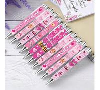 Shein 5 bolígrafos de tinta rosa para el Día de San Valentín, que contienen elementos de pastel, corazón y sobre, bolígrafos de alta calidad con botón pulsa