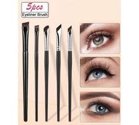 Shein 5 Brochas de maquillaje de ojos de precisión, que incluyen un pincel delineador de ojos en forma de hoz, un pincel delineador de ojos en ángulo y un p