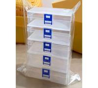 Shein 5 paquetes de cajas de almacenamiento de plástico transparente con tapas - Cajas de almacenamiento apilables y a prueba de agua para guardar cuentas,
