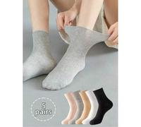 Shein 5 pares de calcetines cómodos y transpirables de boca ancha para mujeres/hombres, calcetines de media pierna sin restricciones, adecuados para persona