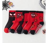 Shein 5 pares de calcetines con tema de Venom y Spider-Man, con diseño antideslizante y de gel, para niños, incluyendo calcetines por encima de la rodilla p