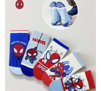 Shein 5 pares de calcetines cortos para mujer, calcetines de Spiderman estilo superhéroe de Marvel, estilo de dibujos animados coreanos, adecuados para otoñ