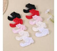 Shein 5 pares de calcetines de encaje para bebé. Estos adorables calcetines con estilo de princesa son adecuados para bebés, cómodos y transpirables para el