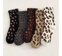 Shein 5 pares de calcetines de media caña con estampado de leopardo para mujer | Surtido de multicolor, que absorben la humedad | Talla 36-42, suaves y elás
