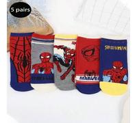Shein 5 pares de calcetines de media caña de superhéroes de Marvel de Disney para niños, calcetines de dibujos animados transpirables para niños, otoño/invi