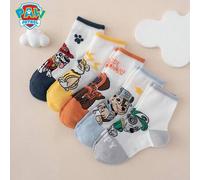 Shein 5 pares de calcetines de tripulación con patrón de letras de dibujos animados de la serie Paw Patrol Rubble, Chase, calcetines deportivos, para todas