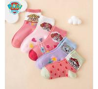 Shein 5 pares de calcetines de tripulación con patrones de dibujos animados de Paw Patrol, piedra, corazón, letra y floral, transpirables, duraderos, cómodo