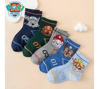 Shein 5 pares de calcetines lindos de la serie Paw Patrol con patrones de jacquard coloridos que incluyen Achilles, Rubble, números, rayas, calcetines cómod