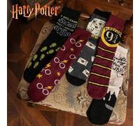 Shein 5 pares de calcetines para mujer de otoño/invierno, con estampado de elementos de la escuela de magia de Harry Potter con búho, diseño escolar y de di