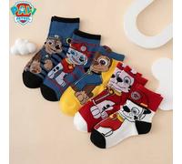 Shein 5 pares de calcetines para niños con diseño de dibujos animados de Paw Patrol, con estampado de rayas y bloques de color, transpirables, cómodos, dura