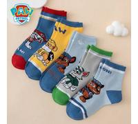 Shein 5 pares de calcetines tipo tripulación con estampado de personajes de Paw Patrol, de rayas coloridas, transpirables y duraderos, adecuados para todas