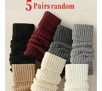 Shein 5 pares de calentadores de piernas aleatorios, de unicolor dulce y delgado, estilo japonés/coreano, adecuados para otoño/invierno