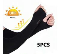 Shein 5 pares de protectores de brazos refrigerantes con protección UV, de tejido de poliéster de punto con cierre ajustable, lavables a mano, transpirables