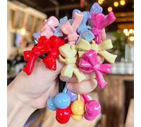 Shein 5 piezas/1 pieza Lazos de pelo de unicolor, Scrunchies de alta elasticidad, Accesorios para el cabello con bolas de color caramelo, Sujetadores de col