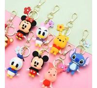 Shein 5 piezas/1 pieza Llavero colgante de muñeco de dibujos animados creativo de Mickey Minnie, llavero de pareja, regalos de regreso a la escuela, suminis