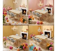 Shein 5 piezas/4 piezas/2 piezas/1 pieza Muebles en miniatura, Adornos en miniatura para casas de muñecas, Modelos de mesa y sillas de comedor, Accesorios d