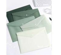 Shein 5 piezas Carpeta de plástico transparente con cierre a presión, tamaño A4, color verde degradado, reforzada, gran capacidad, adecuada para contratos,