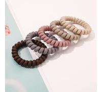 Shein 5 piezas Cinta elástica para el cabello de espiral sólida, sujetadores de cola de caballo casuales, bandas elásticas para el cabello, scrunchies, cuer