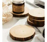 Shein 5 piezas de Chips de madera DIY de pino rural - Diámetro de 3-5.5 discos con corteza, posavasos de madera, pre pulidos y pulidos - Perfectos como rega