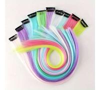 Shein 5 piezas de extensiones de cabello sintético luminosas con clip de 20 pulgadas, de colores fluorescentes que brillan en la oscuridad, diseño de clip f