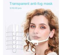Shein 5 piezas de Mascarilla protectora transparente reutilizable anti-vaho, mascarilla protectora de plástico anti-saliva para restaurante, escuela, maquil