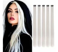 Shein 5 piezas de Pinzas para el cabello blancas, Pelucas sintéticas para mujeres, Se pueden combinar con diversos estilos de peinado sin ir al salón, Adecu
