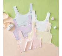 Shein 5 piezas de ropa interior multicolor para niñas de primaria y secundaria, primera etapa de desarrollo, sujetador deportivo informal, verano fresco y c