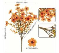 Shein 5 piezas - Flor artificial resistente a los rayos UV, planta de mamá falsa que no se desvanece, aspecto de flor de rayón naranja que parece real para