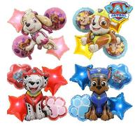 Shein 5 piezas Globos de aluminio con diseños de los perros del Equipo de Patrulla de la Patrulla Canina, Ryder, Chase, Rubble, Skye, globos de aluminio de