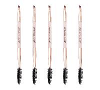 Shein 5 piezas Juego de brochas de maquillaje de ojos de color rosa princesa, con diseño de doble cabezal, cerdas suaves seleccionadas de alta calidad, sin