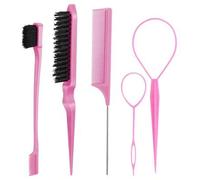 Shein 5 Piezas Juego de Cepillos de Pelo, 2 Piezas Herramienta de Cola de Topsy 1 Pieza Cepillo de Cerdas para Esponjado 1 Pieza Cepillo de Borde 1 Pieza Pe