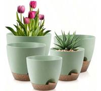 Shein 5 piezas Macetas de autorriego para interiores con agujeros de drenaje y bandejas, 7, 6.5, 6, 5.5, 5 pulgadas, Utopia Home - Macetas para plantas de i