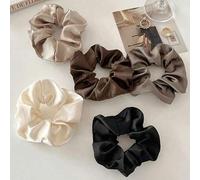 Shein 5 piezas Scrunchies de satén clásicos - Lazos de pelo vintage, bandas de goma, accesorios para el cabello adecuados para uso diario, todo tipo de cabe