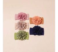 Shein 5 piezas/Set Diademas Multicolor para Bebé & Niño Pequeño, Diseño de Flor Grande 3D, Ultra Suave & Transpirable, Bandas de Cabello Anchas Elásticas No