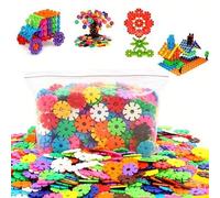 Shein 50/100/200 piezas Bloques de construcción multicolor con forma de copo de nieve, juguete educativo STEM, bloques creativos para apilar y conectar, mat