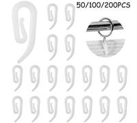 Shein 50/100/200 piezas Ganchos de cortina de plástico, ganchos de cortina duraderos de alta calidad, adecuados para ventanas, puertas y cortinas de ducha (