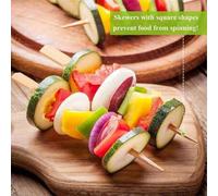 Shein 50/100/200 piezas Pinchos de bambú para barbacoa, pinchos planos anchos de madera cuadrados, palillos para aperitivos, adecuados para fiestas, sándwic